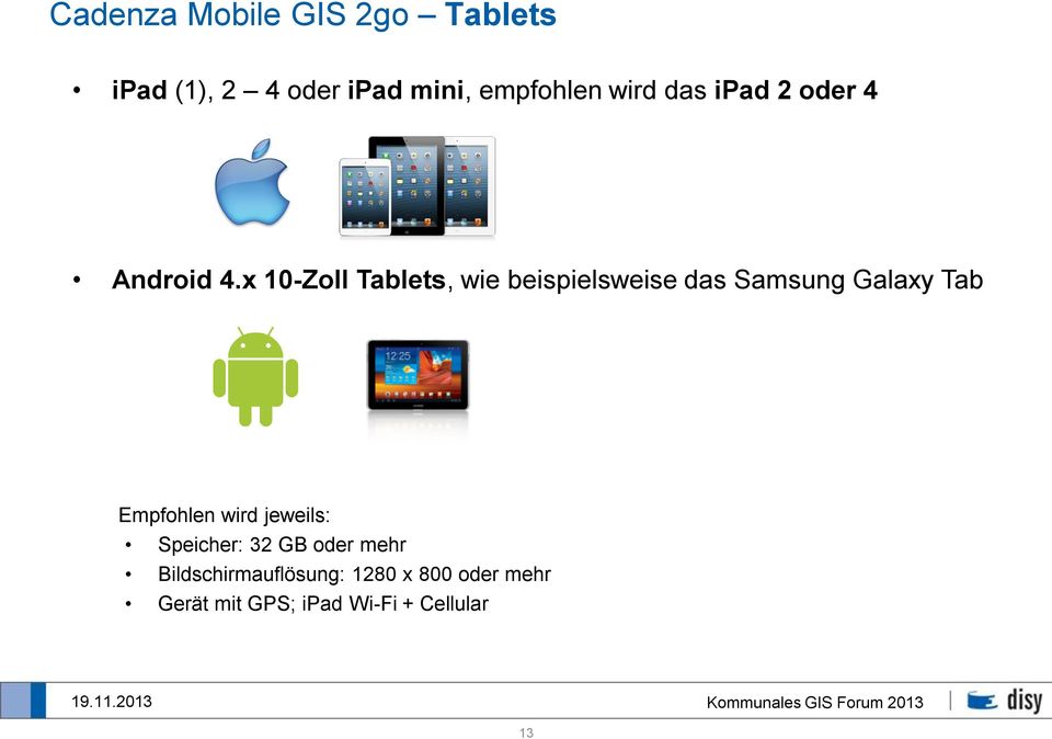 x 10-Zoll Tablets, wie beispielsweise das Samsung Galaxy Tab Empfohlen