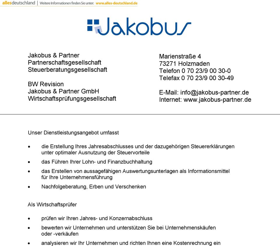 de Internet: www.jakobus-partner.