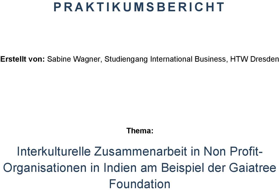 Thema: Interkulturelle Zusammenarbeit in Non Profit-