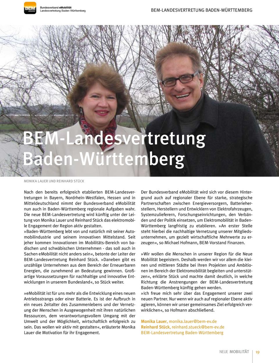 Die neue BEM-Landesvertretung wird künftig unter der Leitung von Monika Lauer und Reinhard Stück das elektromobile Engagement der Region aktiv gestalten.