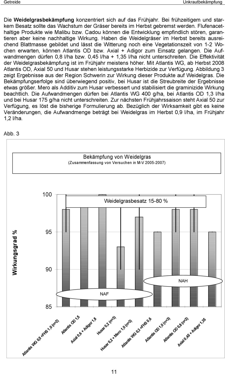 Haben die Weidelgräser im Herbst bereits ausreichend Blattmasse gebildet und lässt die Witterung noch eine Vegetationszeit von 1-2 Wochen erwarten, können Atlantis OD bzw.
