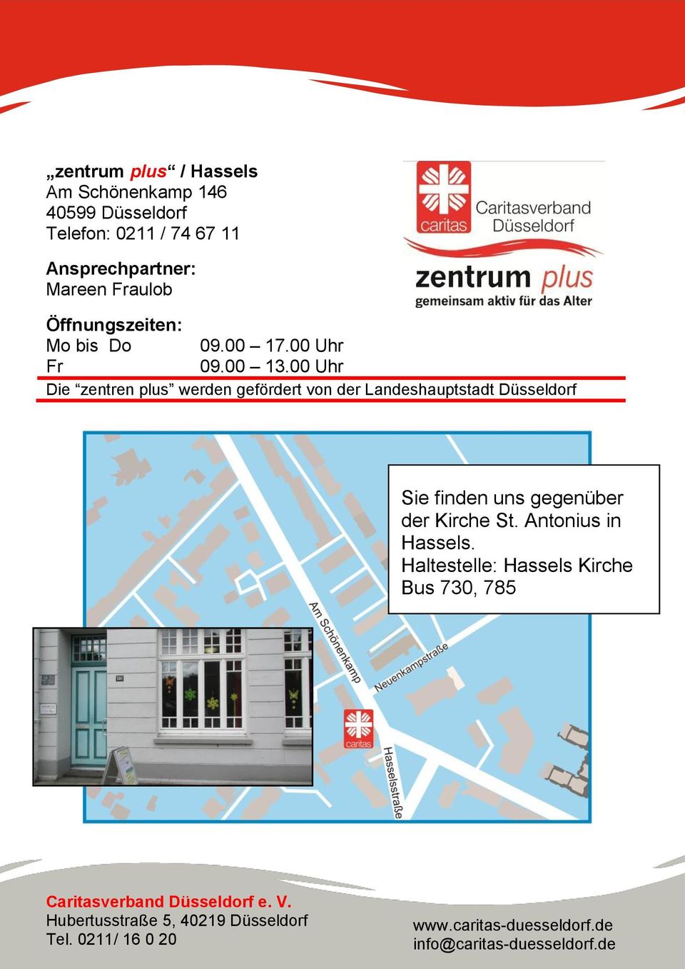 00 Uhr Die zentren plus werden gefördert von der Landeshauptstadt Düsseldorf Sie finden uns gegenüber der Kirche St.