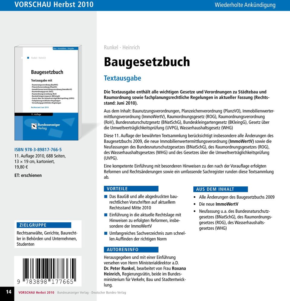Verwaltungsgerichtlichen Regelungen Rechtsstand: Juni 2010 11. Auflage ISBN 978-3-89817-766-5 11.