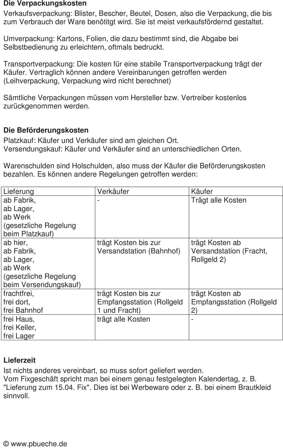 Transportverpackung: Die kosten für eine stabile Transportverpackung trägt der Käufer.