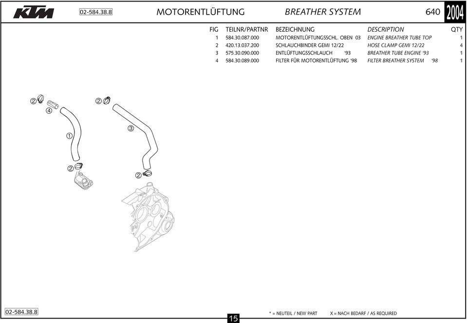 0.00.000 ENTLÜFTUNGSSCHLAUCH BREATHER TUBE ENGINE.0.0.000 FILTER FÜR MOTORENTLÜFTUNG FILTER BREATHER SYSTEM 0-.