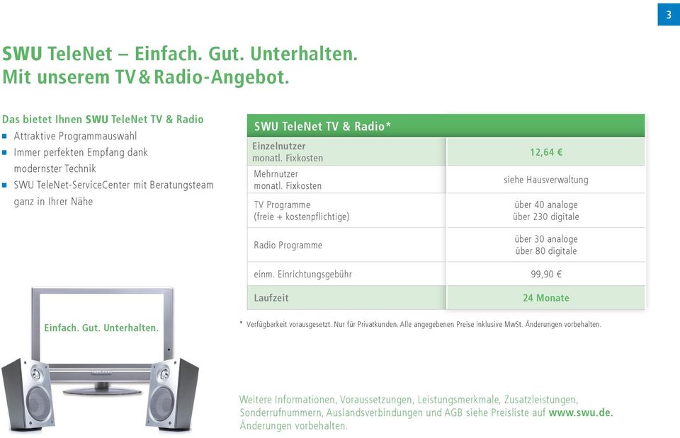 Radio* Einzelnutzer monatl. Fixkosten Mehrnutzer monatl.