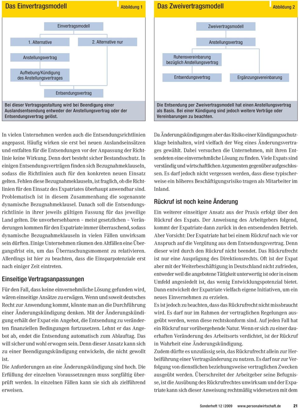 Entsendungsvertrag Bei dieser Vertragsgestaltung wird bei Beendigung einer Auslandsentsendung entweder der Anstellungsvertrag oder der Entsendungsvertrag gelöst.