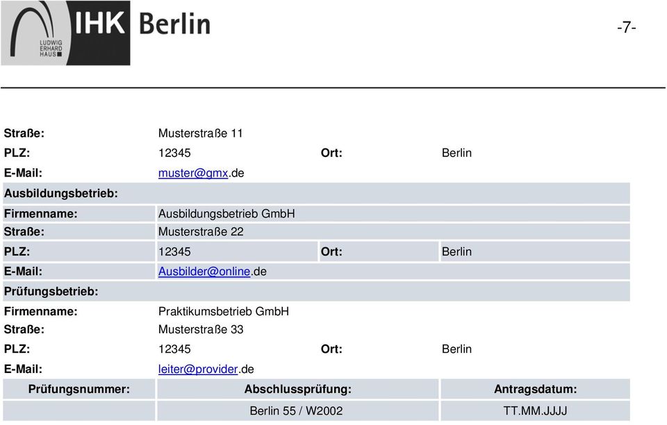Berlin E-Mail: Ausbilder@online.