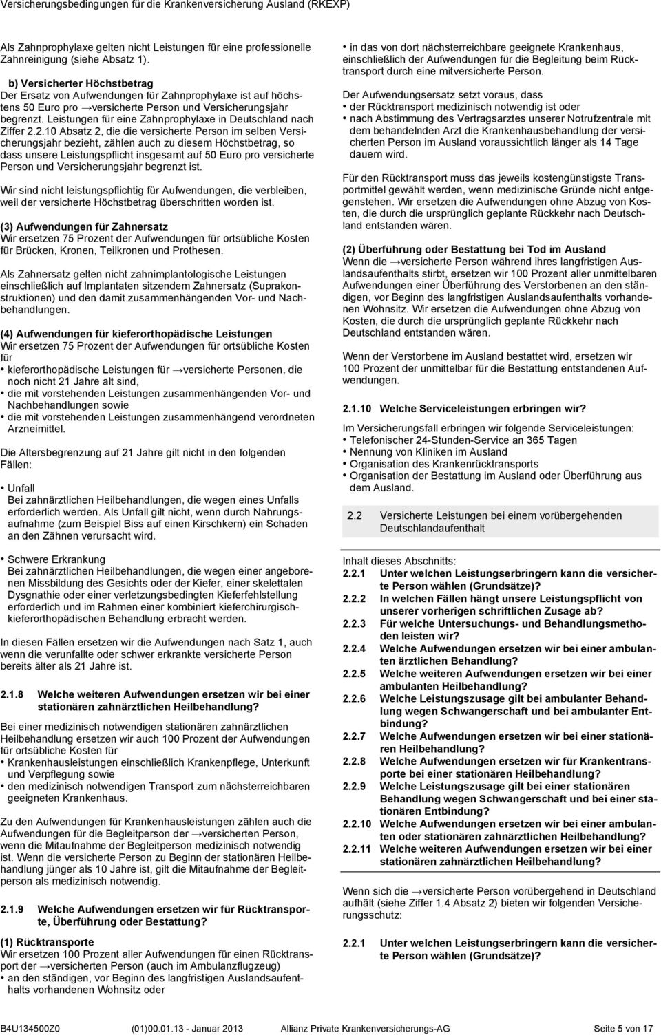 Leistungen für eine Zahnprophylaxe in Deutschland nach Ziffer 2.
