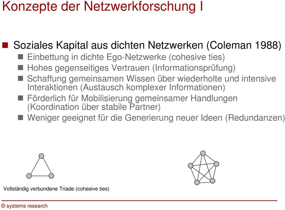 intensive Interaktionen (Austausch komplexer Informationen) Förderlich für Mobilisierung gemeinsamer Handlungen