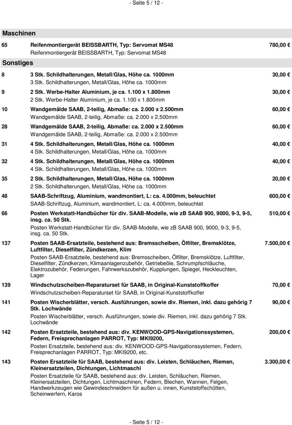 2.000 x 2.500mm 60,00 Wandgemälde SAAB, 2-teilig, Abmaße: ca. 2.000 x 2.500mm 28 Wandgemälde SAAB, 2-teilig, Abmaße: ca. 2.000 x 2.500mm 60,00 Wandgemälde SAAB, 2-teilig, Abmaße: ca. 2.000 x 2.500mm 31 4 Stk.