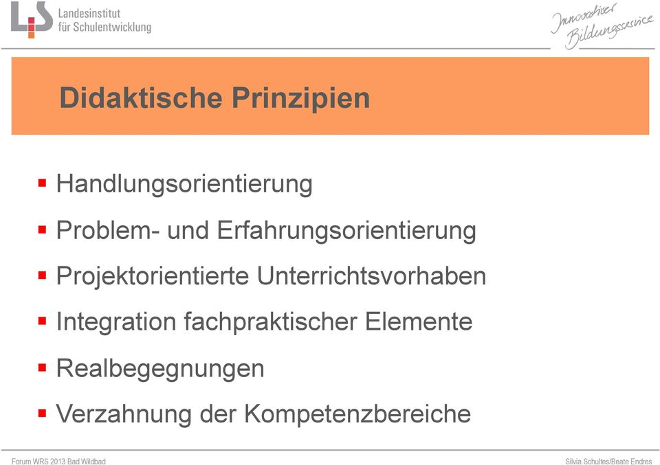 Projektorientierte Unterrichtsvorhaben Integration