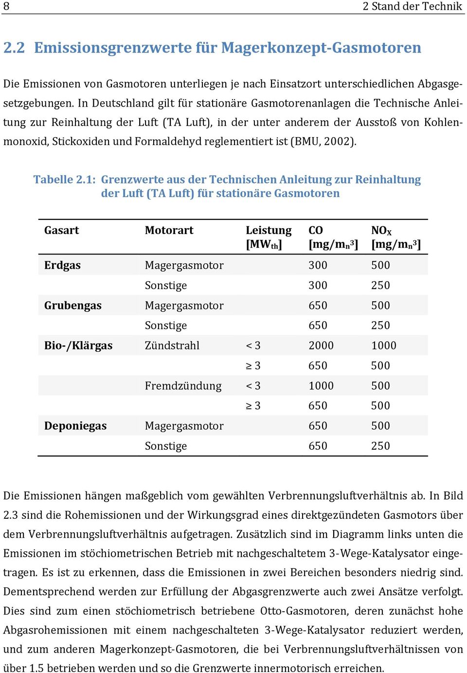 reglementiert ist (BMU, 2002). Tabelle 2.