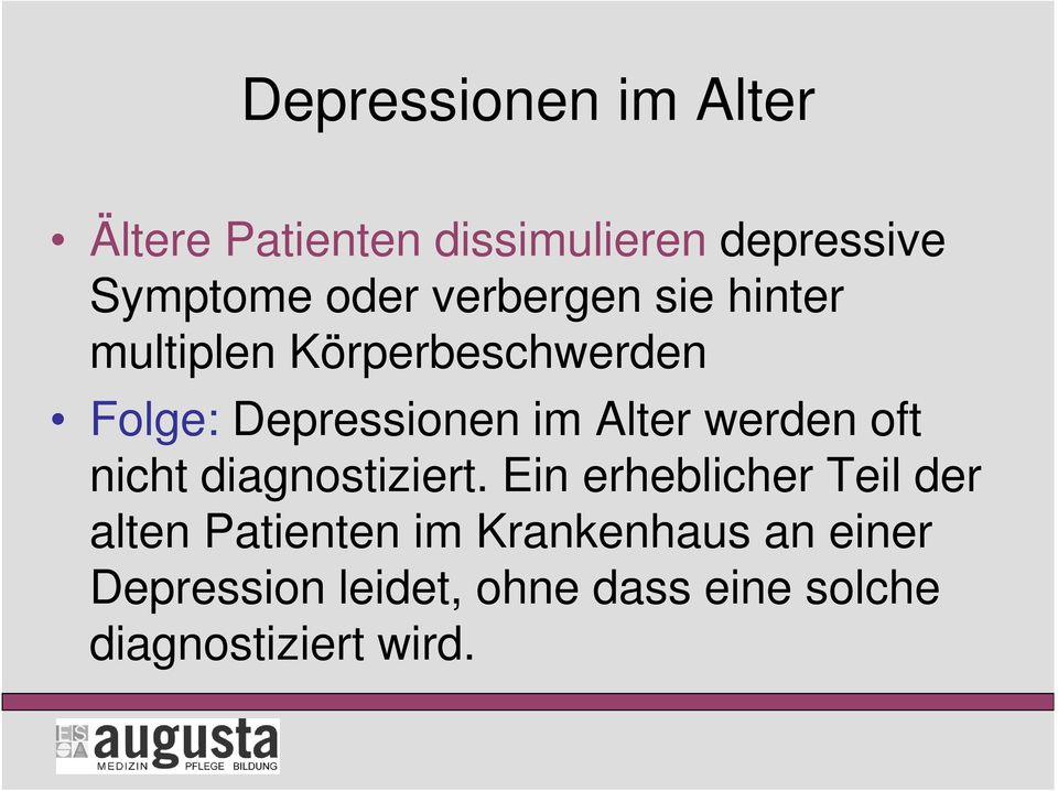 Depressionen im Alter werden oft nicht diagnostiziert.