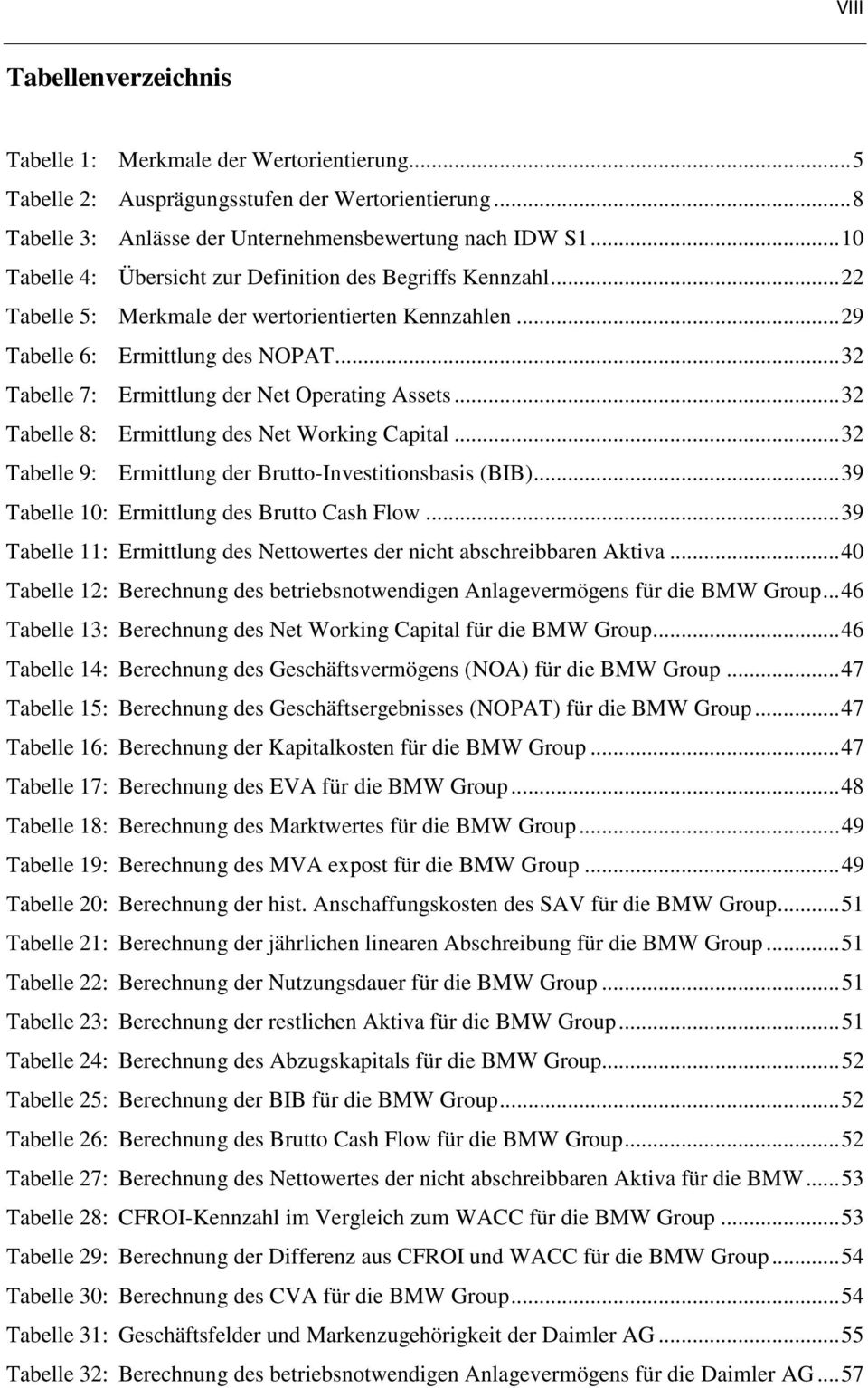 .. 32 Tabelle 7: Ermittlung der Net Operating Assets... 32 Tabelle 8: Ermittlung des Net Working Capital... 32 Tabelle 9: Ermittlung der Brutto-Investitionsbasis (BIB).