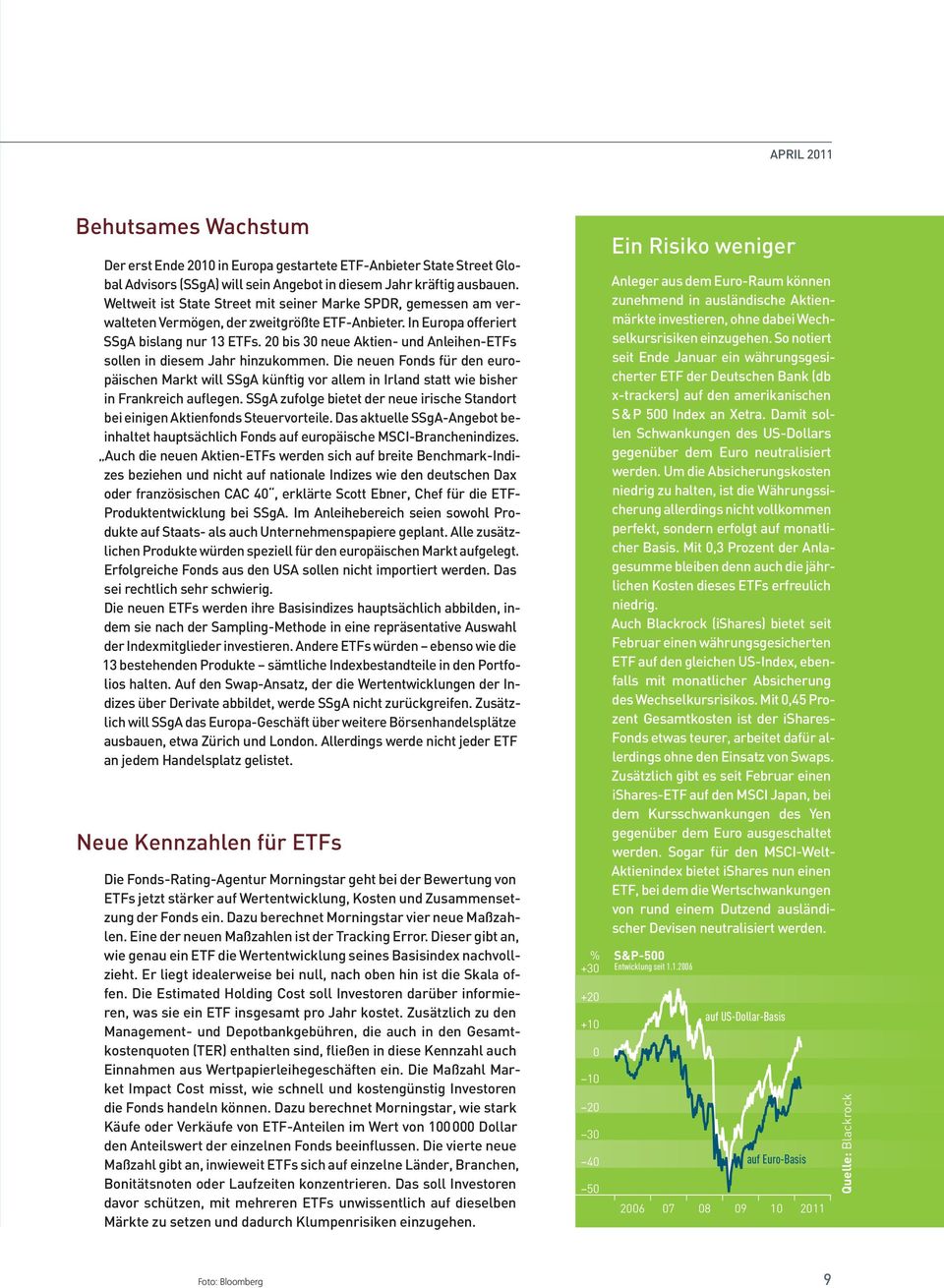 20 bis 30 neue Aktien- und Anleihen-ETFs sollen in diesem Jahr hinzukommen. Die neuen Fonds für den europäischen Markt will SSgA künftig vor allem in Irland statt wie bisher in Frankreich auflegen.