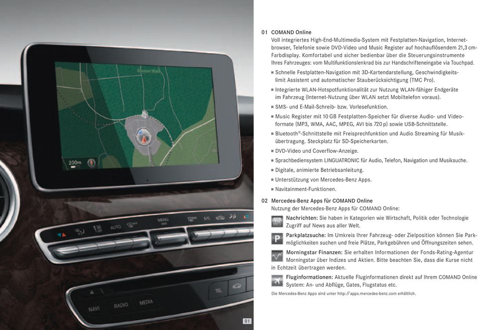 Schnelle Festplatten-Navigation mit 3D-Kartendarstellung, Geschwindigkeitslimit Assistent und automatischer Stauberücksichtigung (TMC Pro).