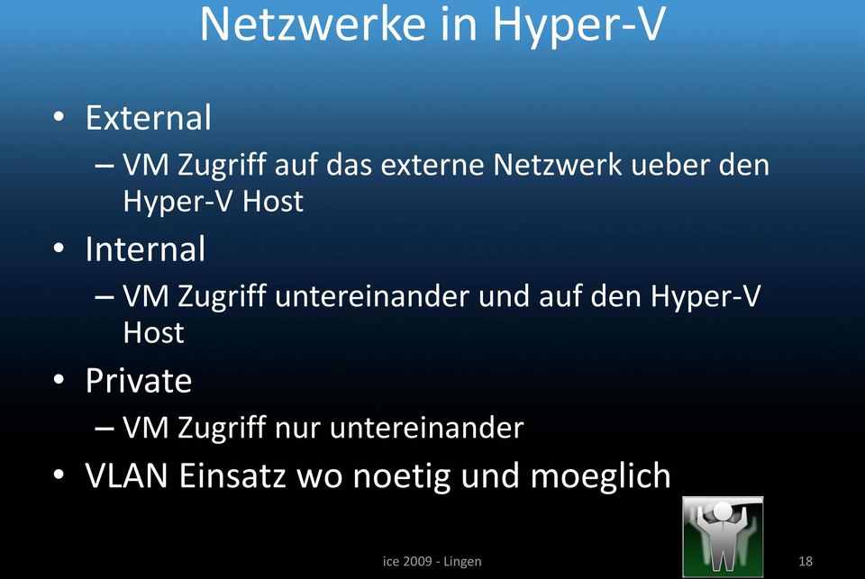 untereinander und auf den Hyper-V Host Private VM Zugriff