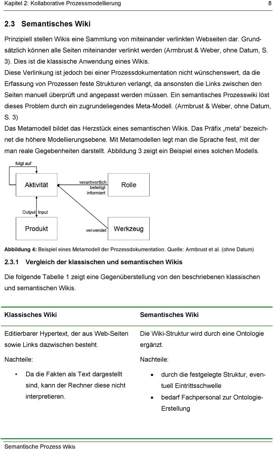 Diese Verlinkung ist jedoch bei einer Prozessdokumentation nicht wünschenswert, da die Erfassung von Prozessen feste Strukturen verlangt, da ansonsten die Links zwischen den Seiten manuell überprüft