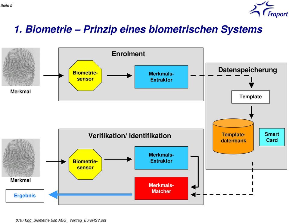 Biometriesensor Merkmals- Extraktor Datenspeicherung Merkmal