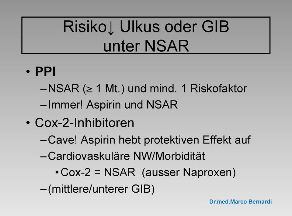 Aspirin hebt protektiven Effekt auf Cardiovaskuläre NW/Morbidität