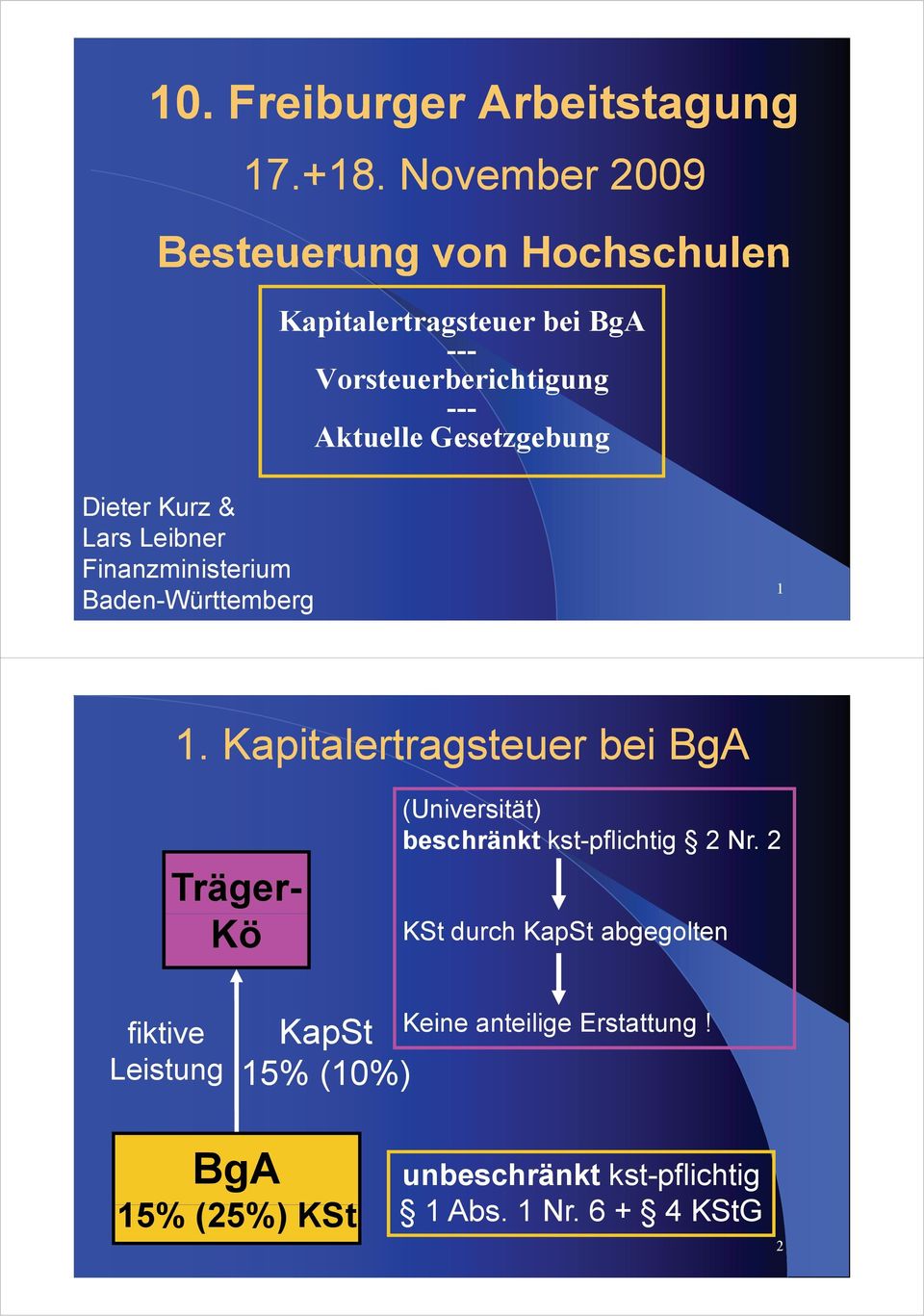 Gesetzgebung Dieter Kurz & Lars Leibner Finanzministerium Baden-Württemberg 1 1.
