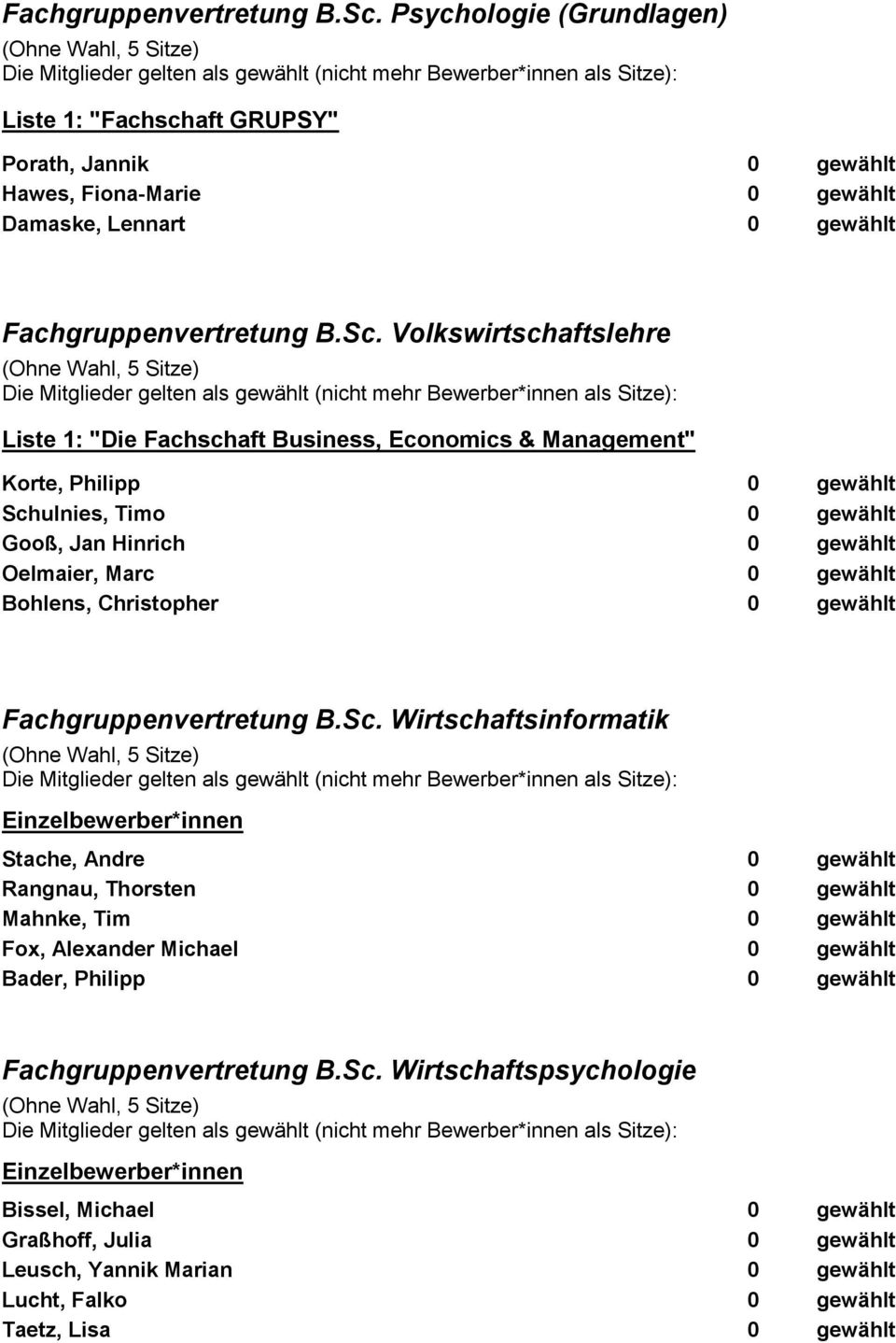 Business, Economics & Management" Korte, Philipp 0 gewählt Schulnies, Timo 0 gewählt Gooß, Jan Hinrich 0 gewählt Oelmaier, Marc 0 gewählt Bohlens, Christopher 0 gewählt  Wirtschaftsinformatik