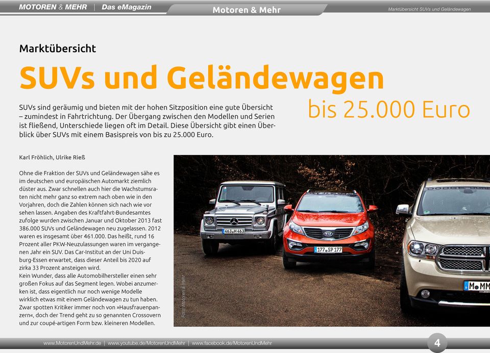 000 Euro Karl Fröhlich, Ulrike Rieß Ohne die Fraktion der SUVs und Geländewagen sähe es im deutschen und europäischen Automarkt ziemlich düster aus.