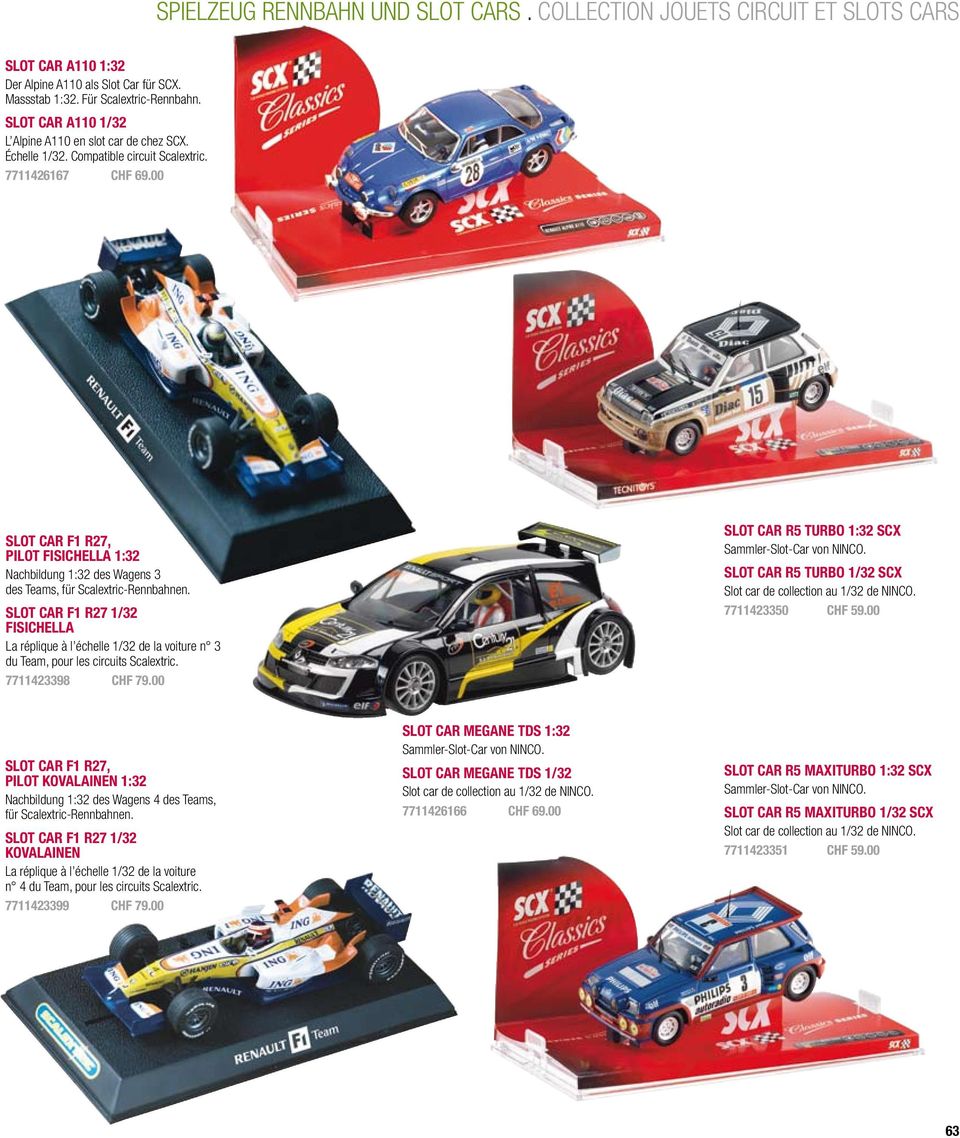 00 Slot Car F1 R27, Pilot Fisichella 1:32 Nachbildung 1:32 des Wagens 3 des Teams, für Scalextric-Rennbahnen.