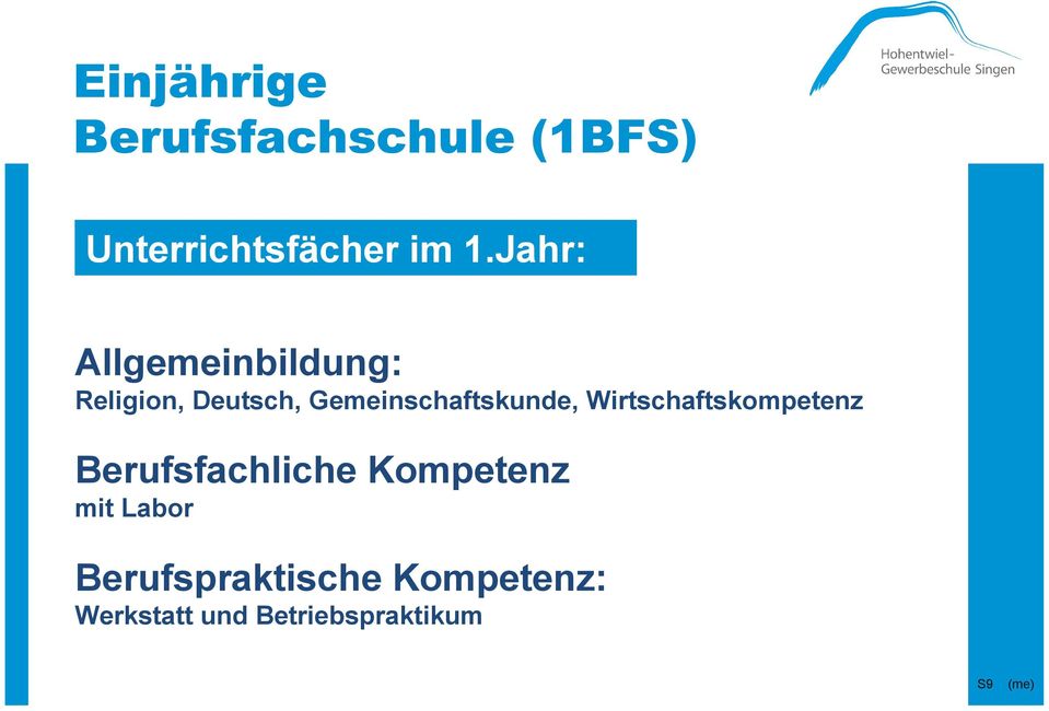 Gemeinschaftskunde, Wirtschaftskompetenz Berufsfachliche