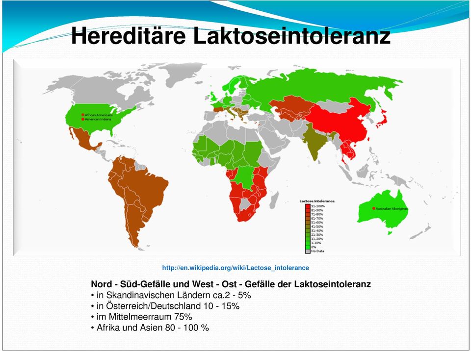 Gefälle der Laktoseintoleranz in Skandinavischen Ländern ca.