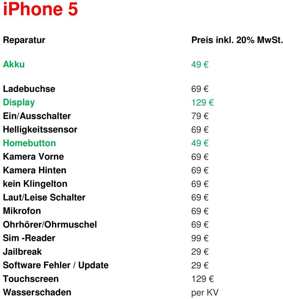 Homebutton 49 Kamera Vorne 69 Kamera Hinten 69 kein Klingelton 69 Laut/Leise