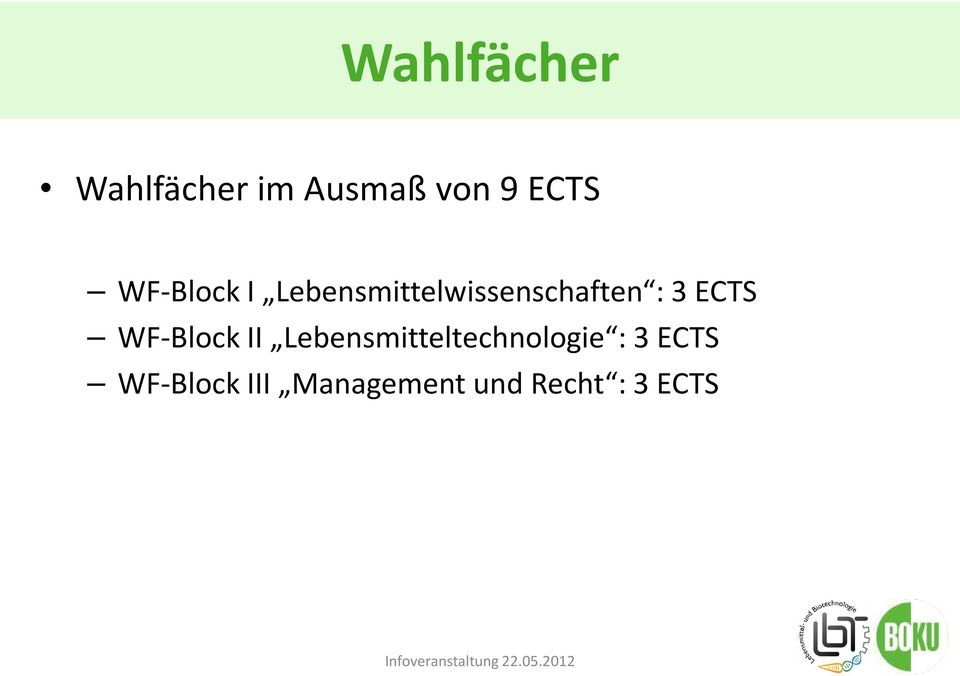 ECTS WF-Block II Lebensmitteltechnologie : 3