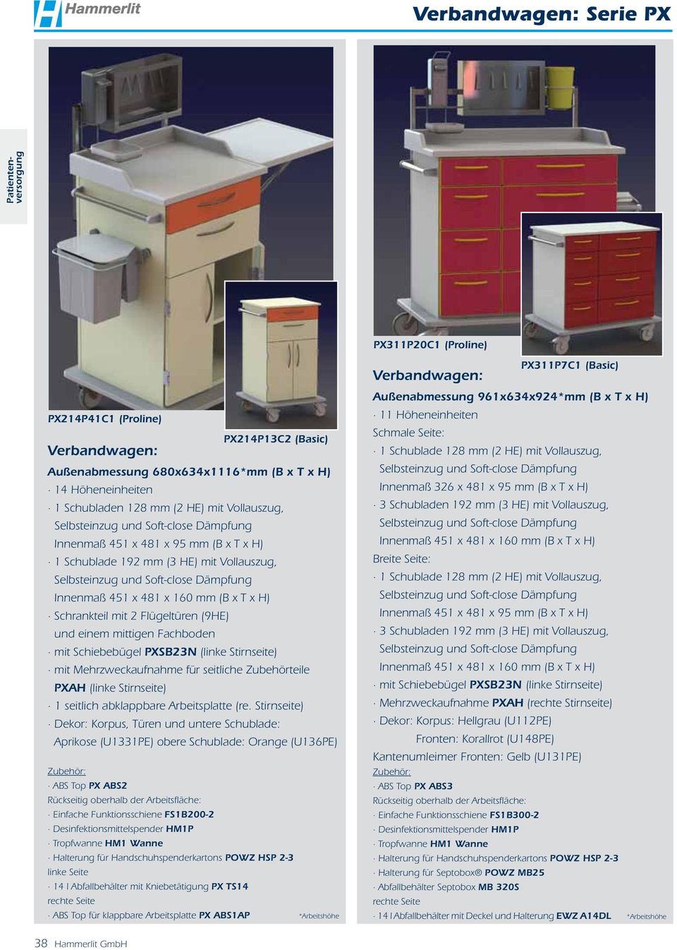 mm (B x T x H) Schrankteil mit Flügeltüren (9HE) und einem mittigen Fachboden mit Schiebebügel PXSBN (linke Stirnseite) mit Mehrzweckaufnahme für seitliche Zubehörteile PXAH (linke Stirnseite) 1