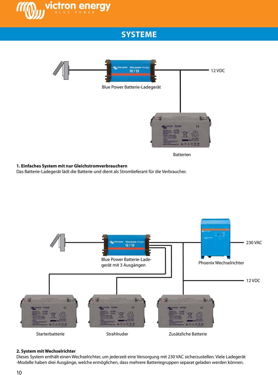 230 VAC Blue Power Batterie-Ladegerät mit 3 Ausgängen Phoenix Wechselrichter 12 VDC Starterbatterie Strahlruder Zusätzliche Batterie 2.