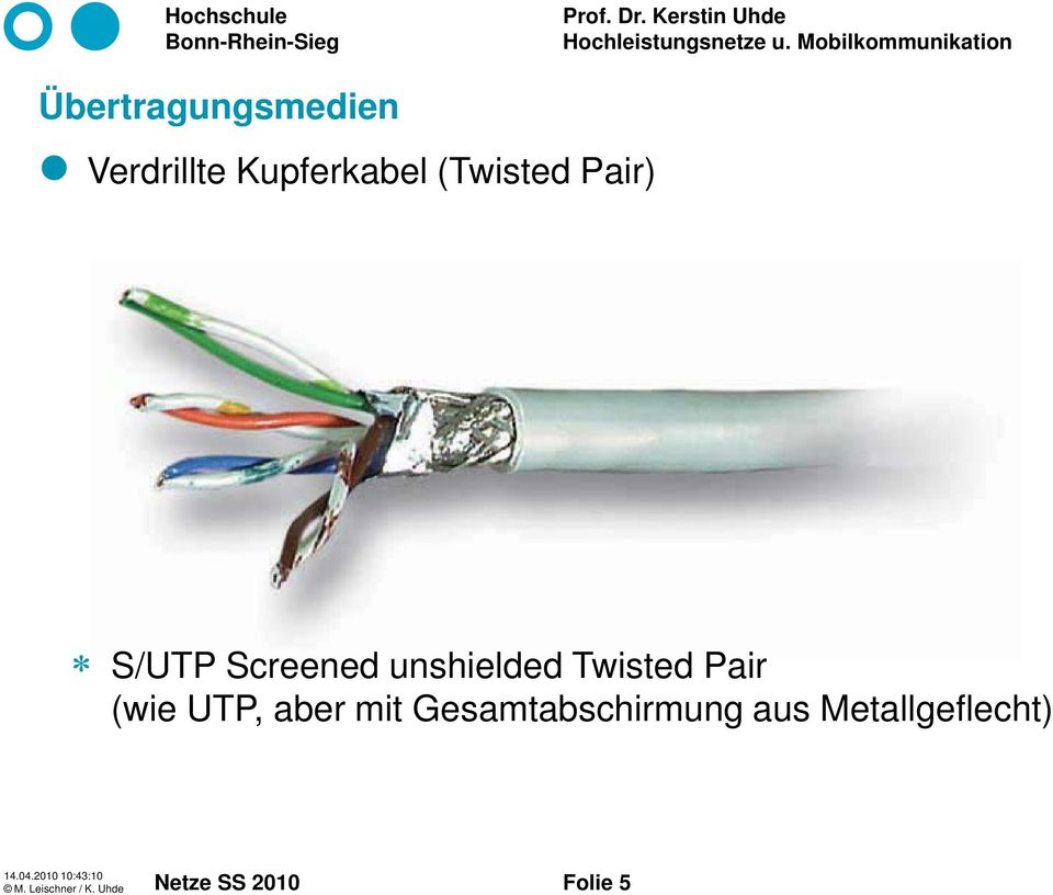 Screened unshielded Twisted Pair (wie