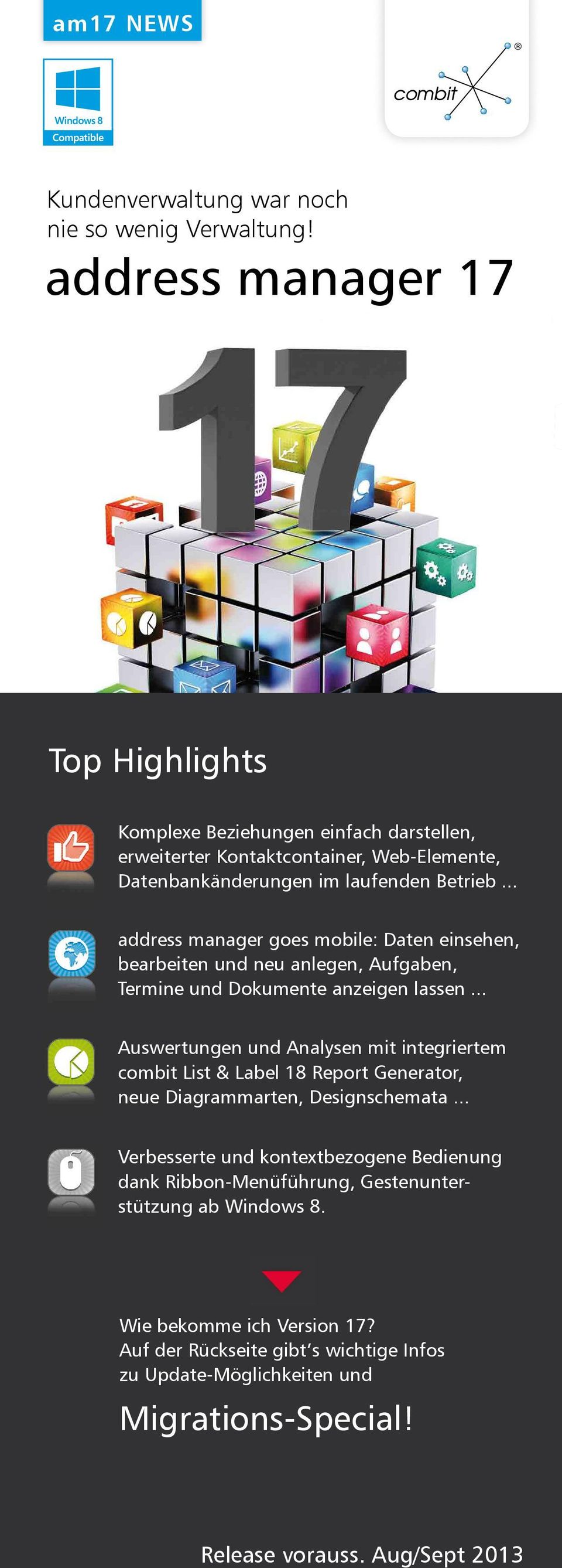 .. address manager goes mobile: Daten einsehen, bearbeiten und neu anlegen, Aufgaben, Termine und Dokumente anzeigen lassen.