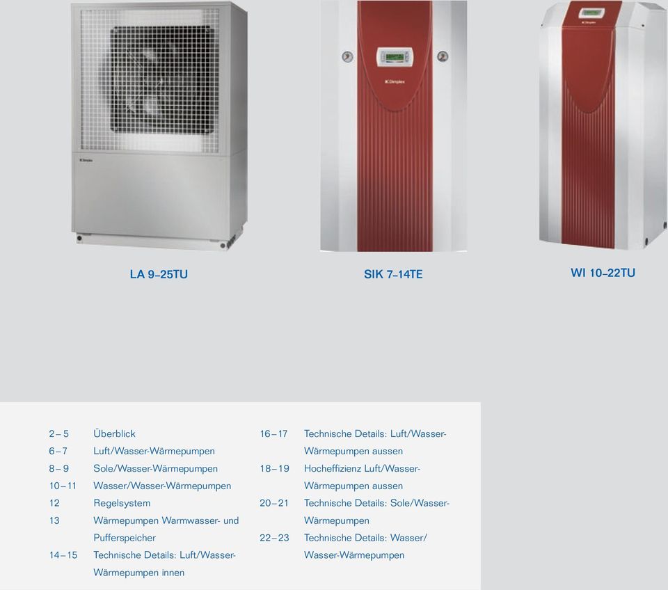 Luft/Wasser- Wärmepumpen innen 16 17 Technische Details: Luft/Wasser- Wärmepumpen aussen 18 19 Hocheffizienz