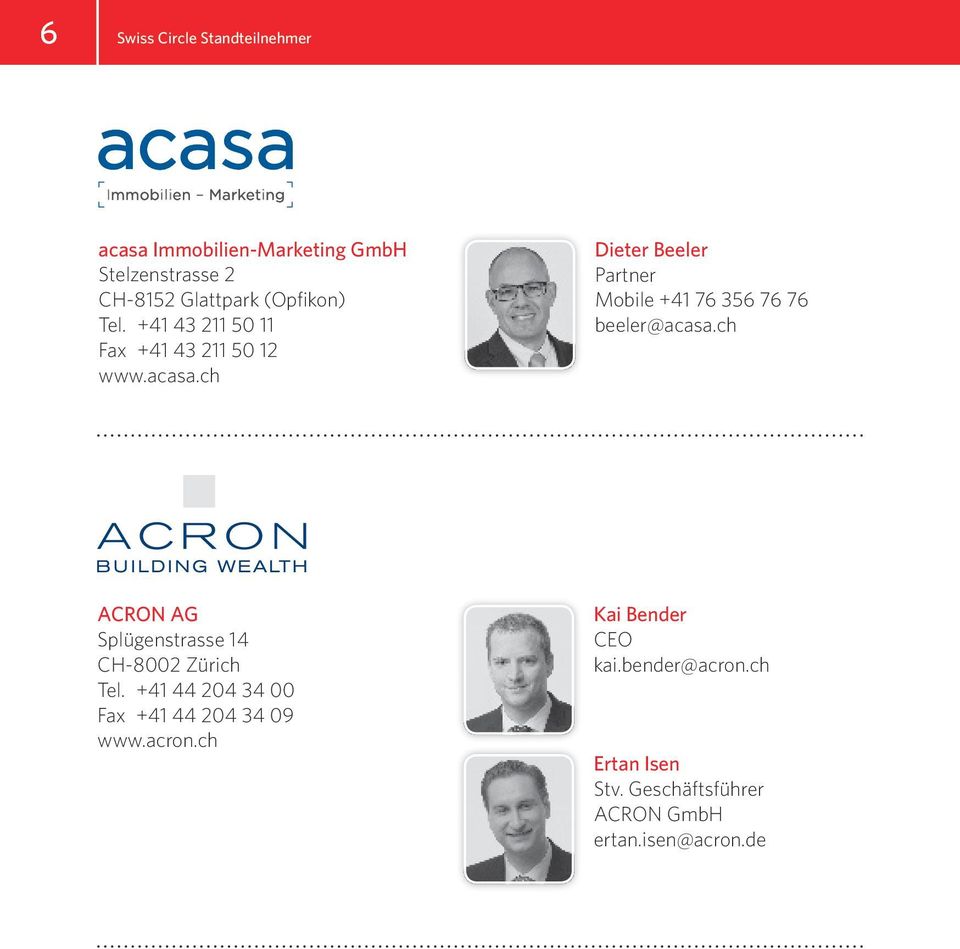 ch Dieter Beeler Partner Mobile +41 76 356 76 76 beeler@acasa.