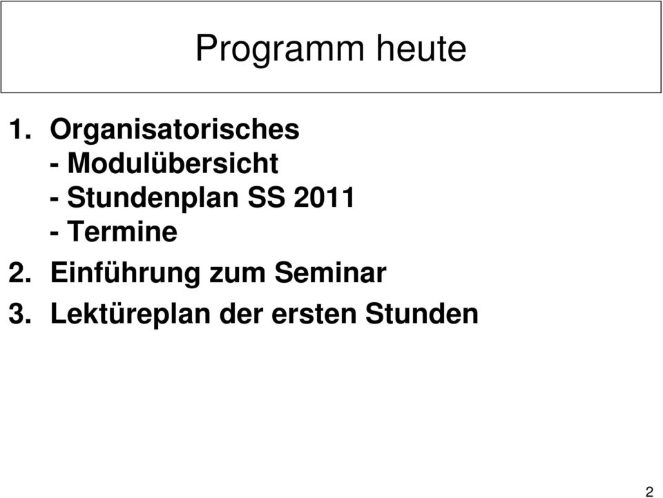 Stundenplan SS 2011 - Termine 2.