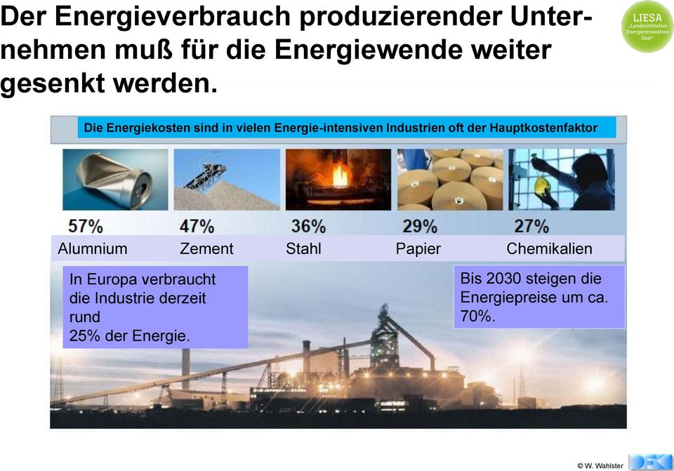 Die Energiekosten sind in vielen Energieintensiven Industrien oft der