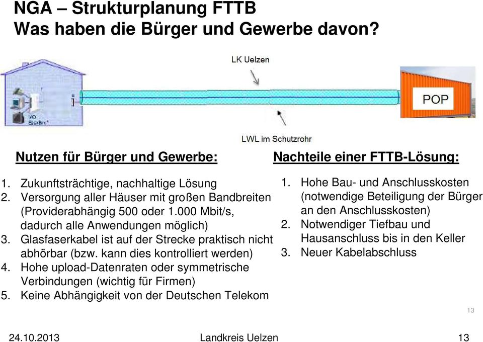 Glasfaserkabel ist auf der Strecke praktisch nicht abhörbar (bzw. kann dies kontrolliert werden) 4. Hohe upload-datenraten oder symmetrische Verbindungen (wichtig für Firmen) 5.