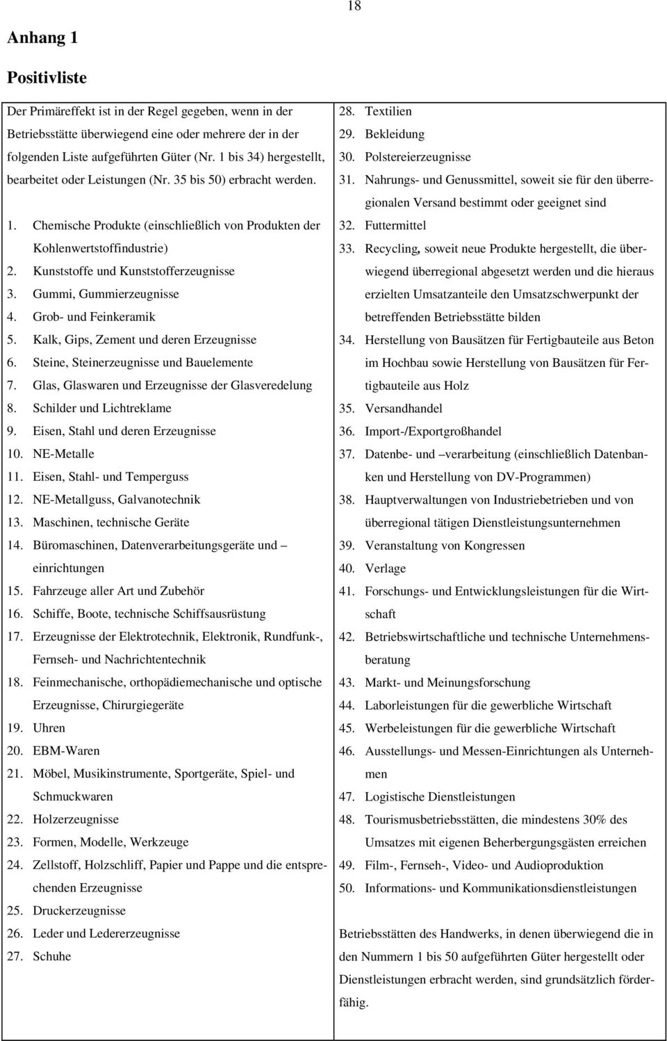 Kunststoffe und Kunststofferzeugnisse 3. Gummi, Gummierzeugnisse 4. Grob- und Feinkeramik 5. Kalk, Gips, Zement und deren Erzeugnisse 6. Steine, Steinerzeugnisse und Bauelemente 7.