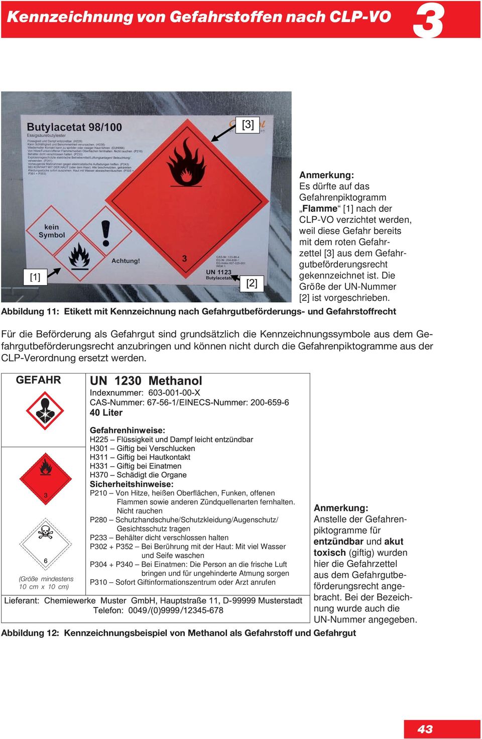 Abbildung 11: Etikett mit Kennzeichnung nach Gefahrgutbeförderungs- und Gefahrstoffrecht Für die Beförderung als Gefahrgut sind grundsätzlich die Kennzeichnungssymbole aus dem