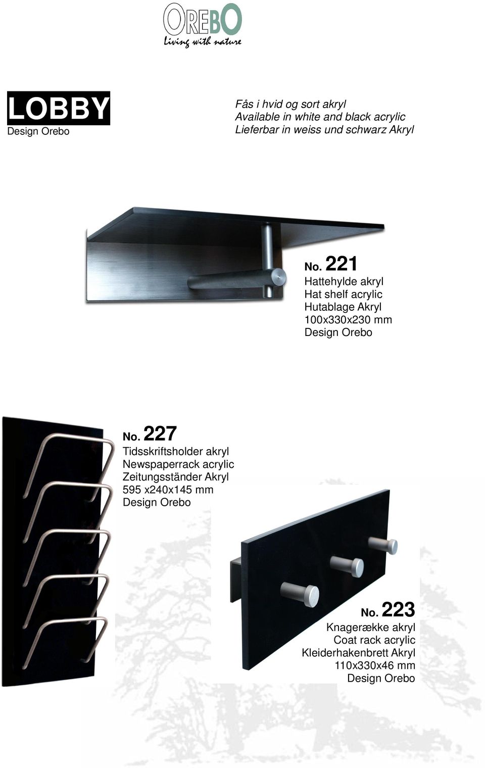 221 Hattehylde akryl Hat shelf acrylic Hutablage Akryl 100x330x230 mm No.