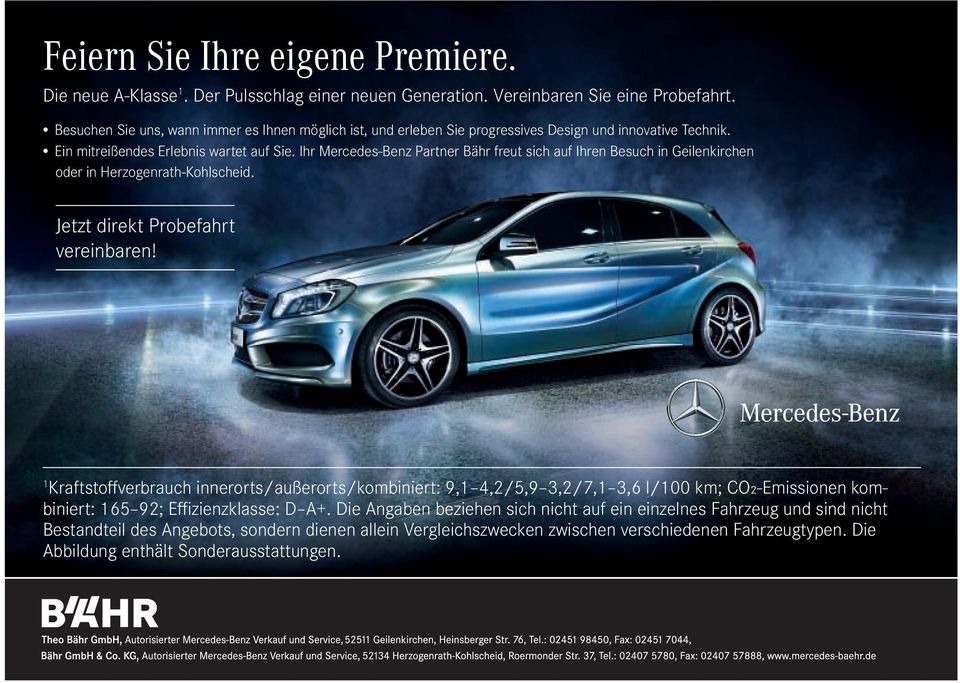 Ihr Mercedes-Benz Partner Bähr freut sich auf Ihren Besuch in Geilenkirchen oder in Herzogenrath-Kohlscheid. Jetzt direkt Probefahrt vereinbaren!