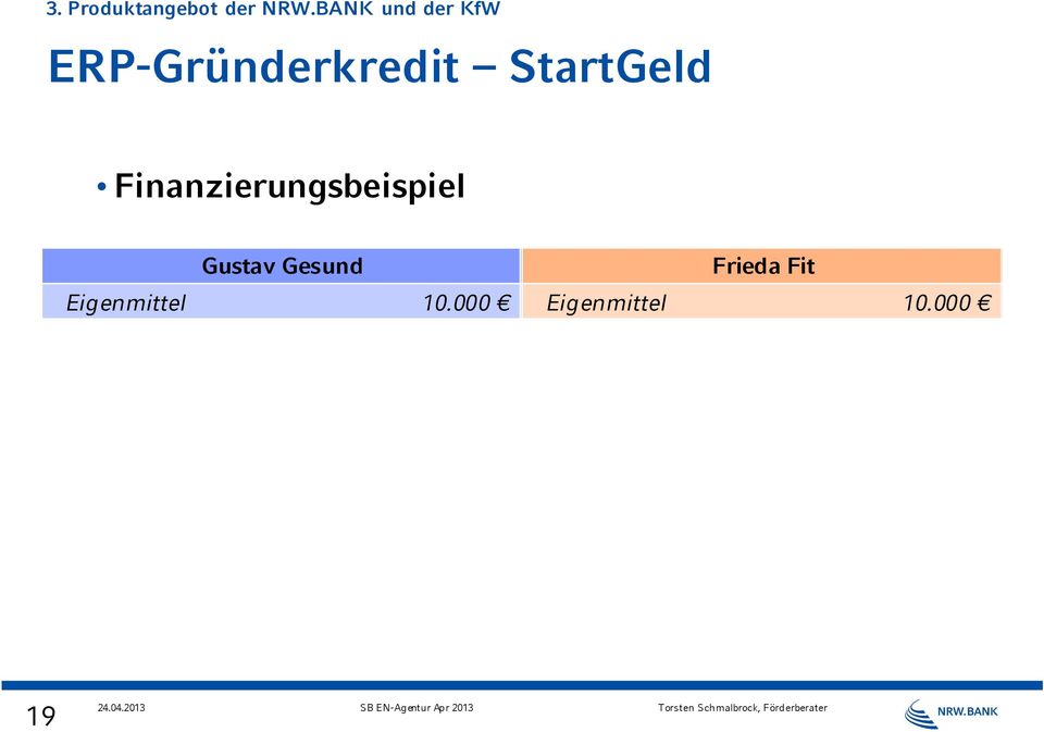 000 ERP-Gründerkredit - StartGeld 65.000 80 % Haftungsfreistellung 52.