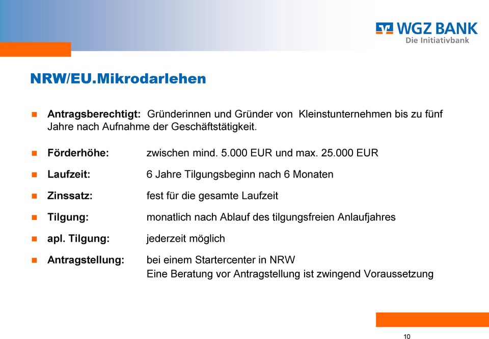 Geschäftstätigkeit. Förderhöhe: zwischen mind. 5.000 EUR und max. 25.