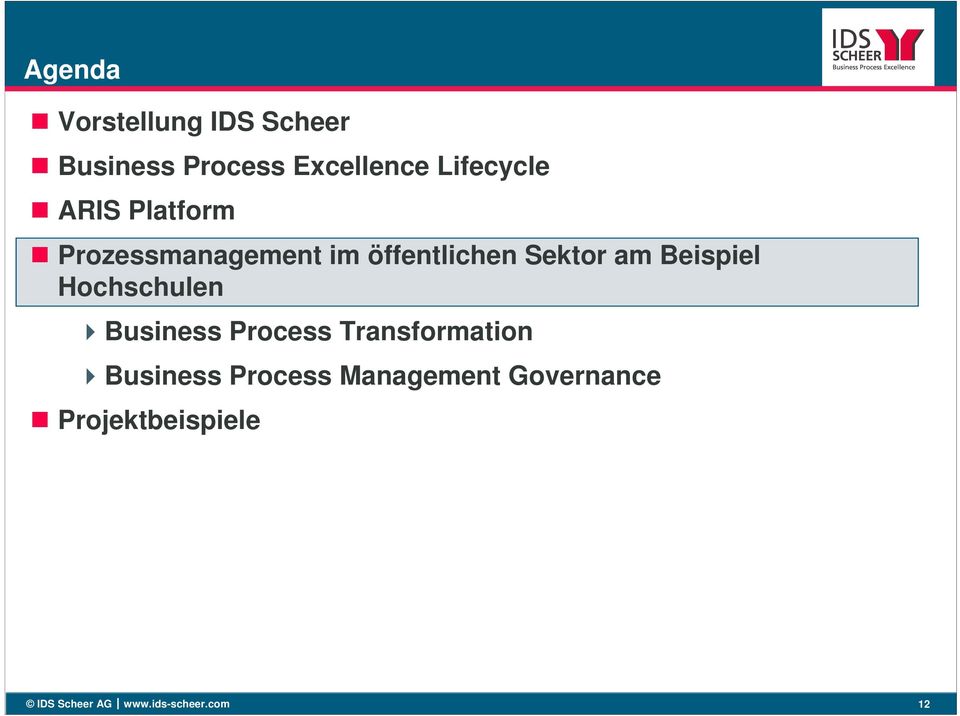 Hochschulen Business Process Transformation Business Process