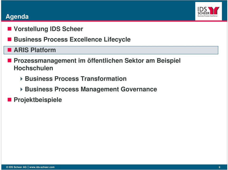 Hochschulen Business Process Transformation Business Process